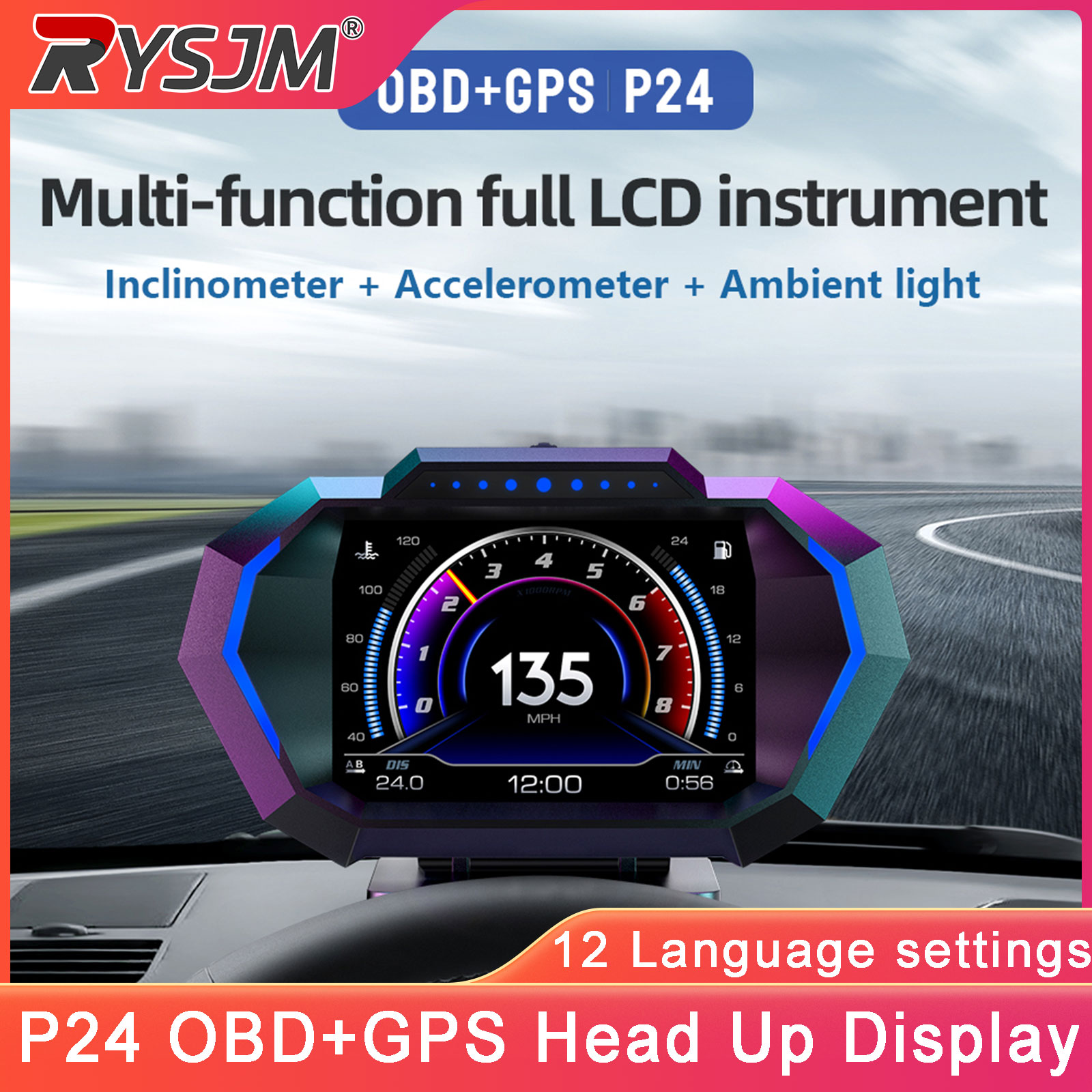 Electronics Gadgets For Car - P24 Display Head-Up para Carro OBD+GPS,