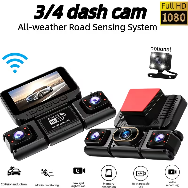 Panoramic Dash Cam 360 - 3/4CH WiFi 360 ° Câmera Panorâmica