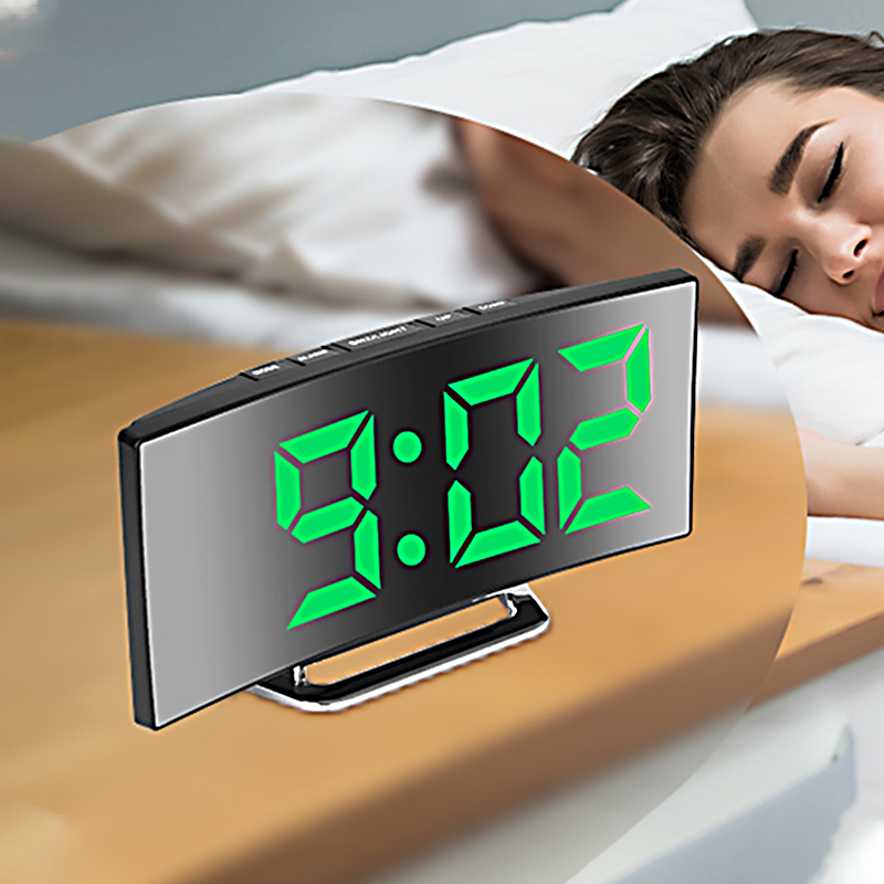 Electronics Gadgets For Home - Led despertador digital tela curvada espelho