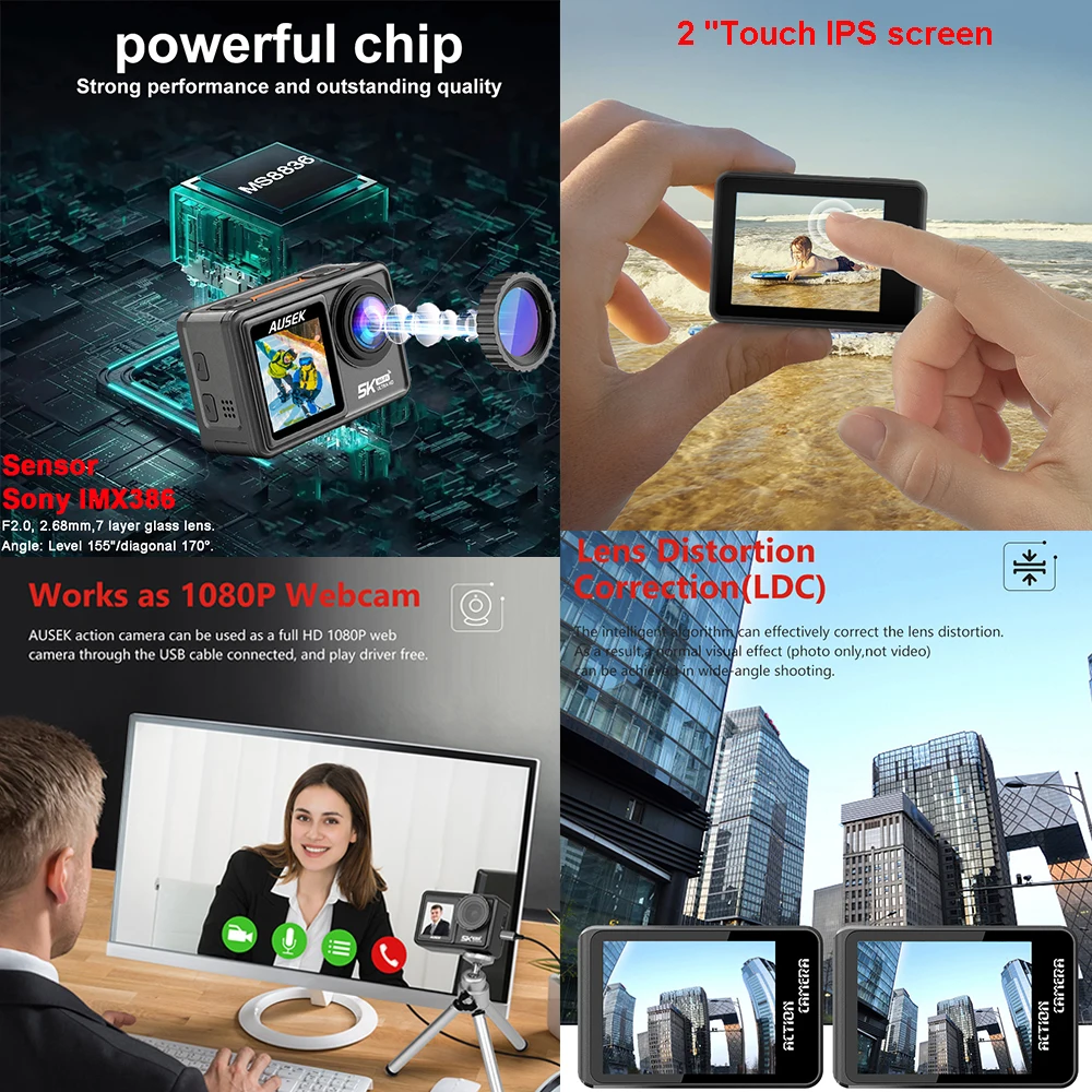 Câmera de Ação AUSEK M81TR 5K  - Unique Electronics Gadgets avaliação e preço