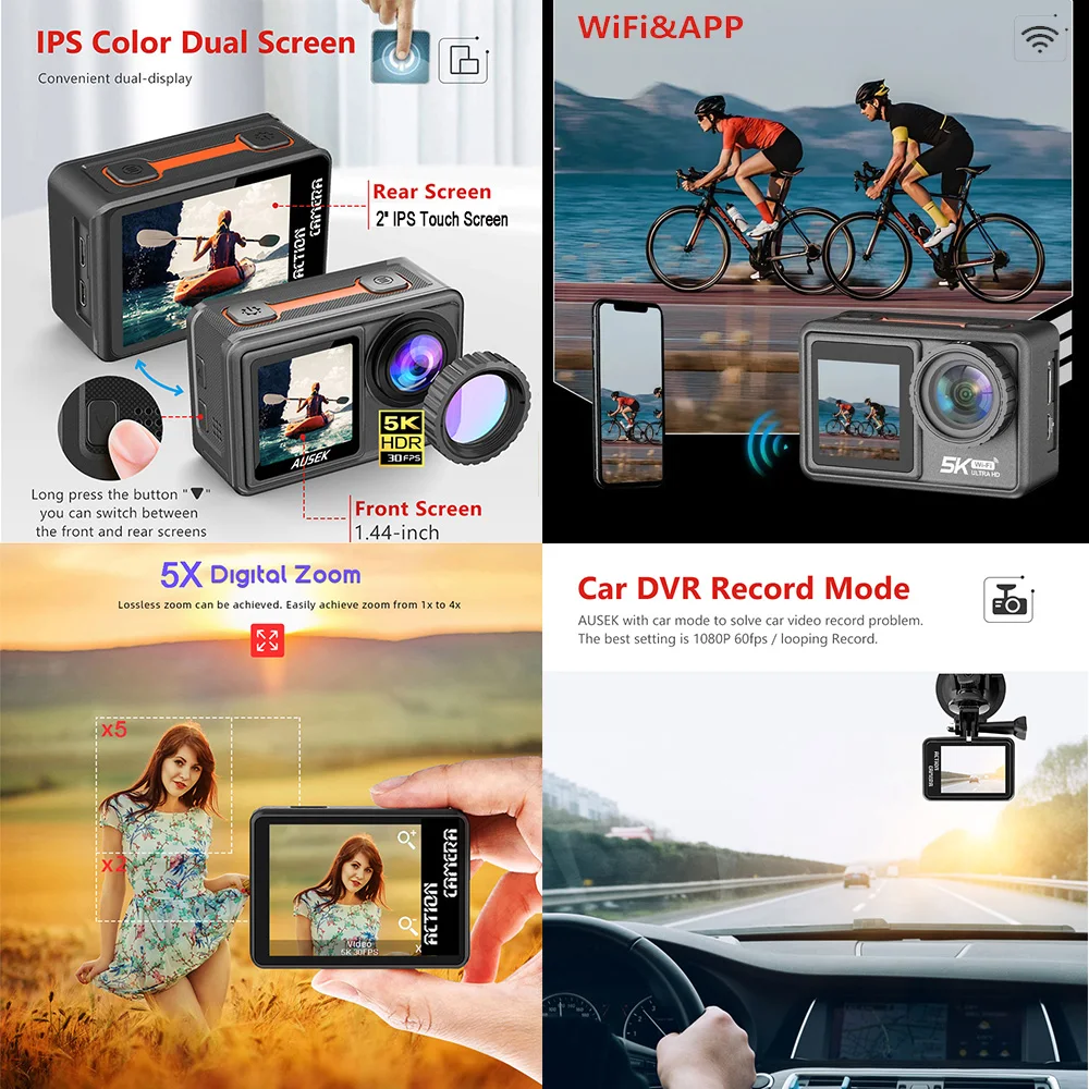 Câmera de Ação AUSEK M81TR 5K  - Unique Electronics Gadgets avaliação e preço