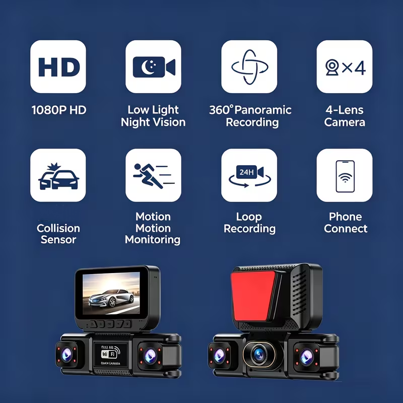 3/4CH WiFi 360 °   Câmera Pano - Panoramic Dash Cam 360 avaliação e preço